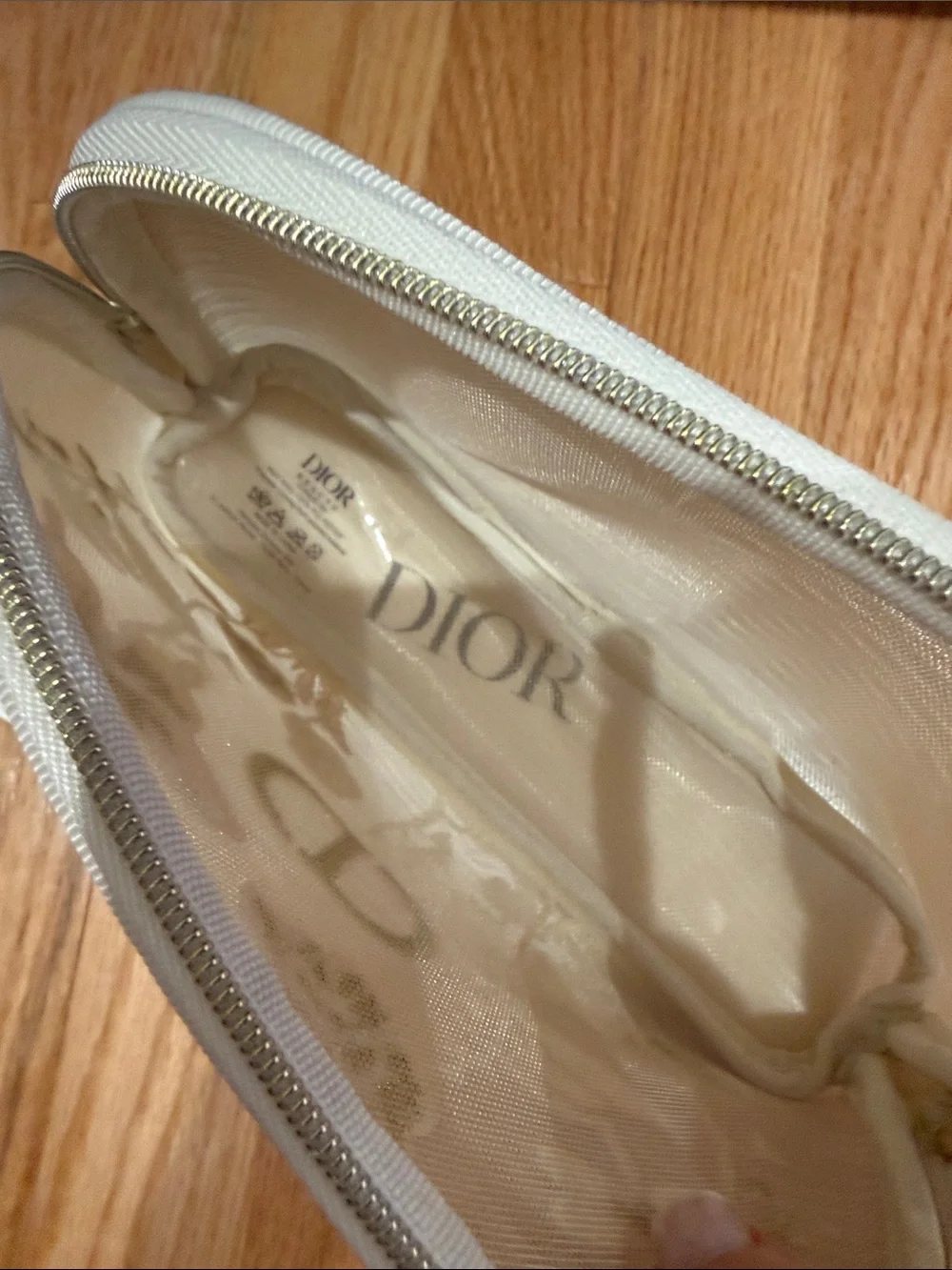 Dior limited edition mesh embroidered floral top zip makeup bag case NIB